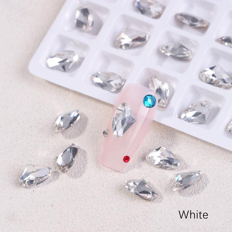 10 Pcs Nail Gems Rhinestones Iridescent Clear Crystals 3D Nail Charms