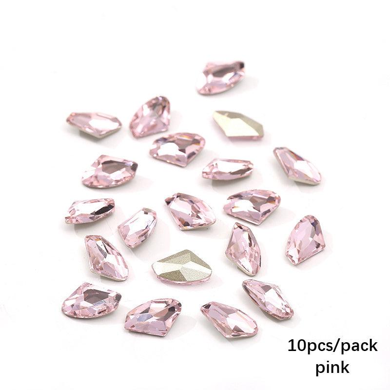 10 Pcs Nail Gems Rhinestones Iridescent Clear Crystals 3D Nail Charms