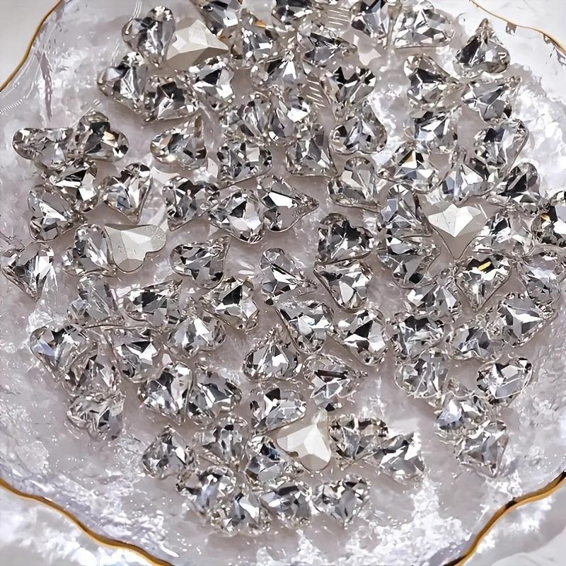 20pcs Peach Heart Nail Rhinestones K9 Crystal Art Gemstones