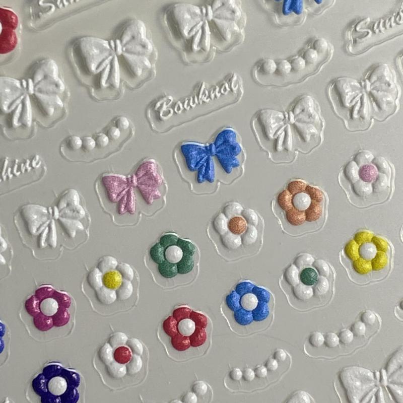 5D Flower Bowknot Nail Art Stickers for DIY or Salons