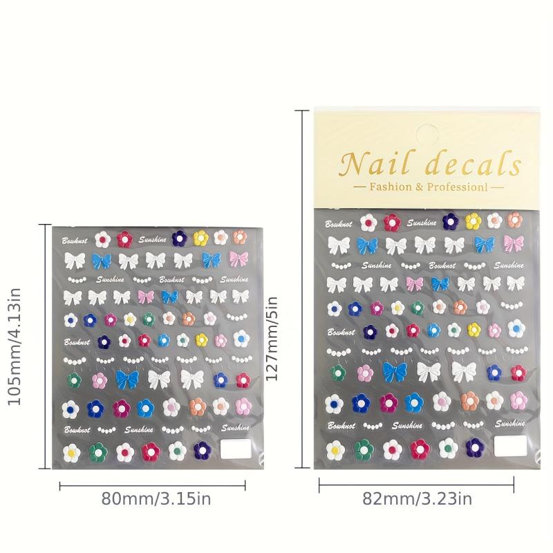 5D Flower Bowknot Nail Art Stickers for DIY or Salons