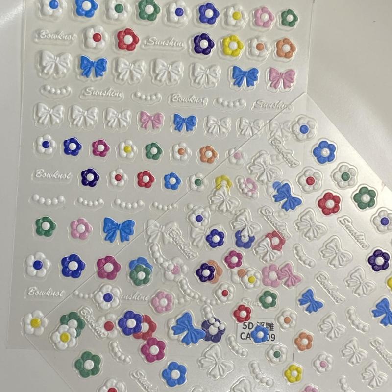5D Flower Bowknot Nail Art Stickers for DIY or Salons