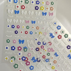 5D Flower Bowknot Nail Art Stickers for DIY or Salons