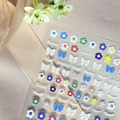 5D Flower Bowknot Nail Art Stickers for DIY or Salons