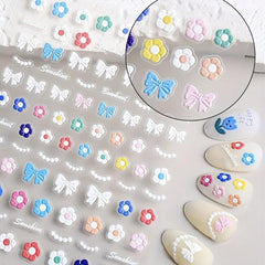 5D Flower Bowknot Nail Art Stickers for DIY or Salons