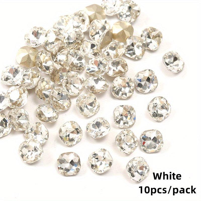 8mm Square Nail Rhinestones Crystal Nail Stones 10pcs