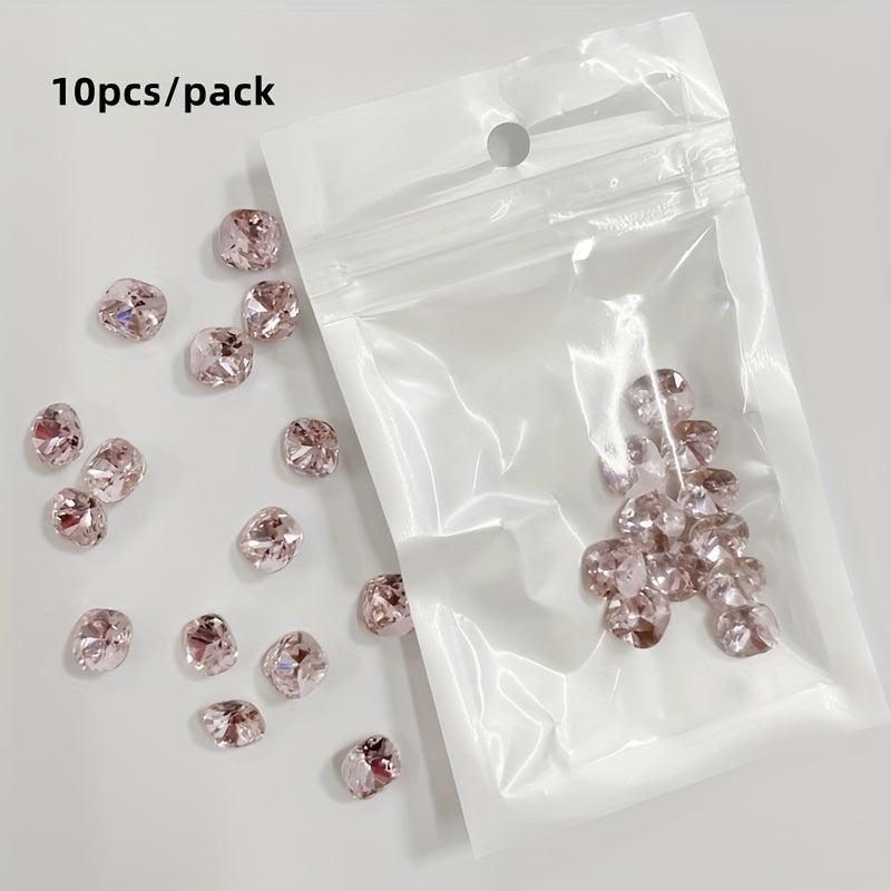 8mm Square Nail Rhinestones Crystal Nail Stones 10pcs