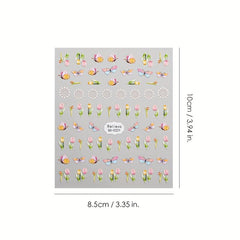3pcs 5D Cartoon Nail Art Stickers Self Adhesive Nail Decals Butterfly Flower