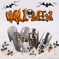 100pcs Vintage Punk Cross Nail Charms with Skull for DIY Nail Art