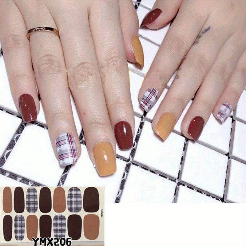 Plaid Nail Polish Stickers Self Adhesive Nail Art Decal Strips 1 Sheet