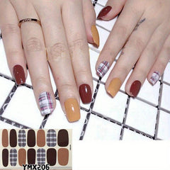 Plaid Nail Polish Stickers Self Adhesive Nail Art Decal Strips 1 Sheet