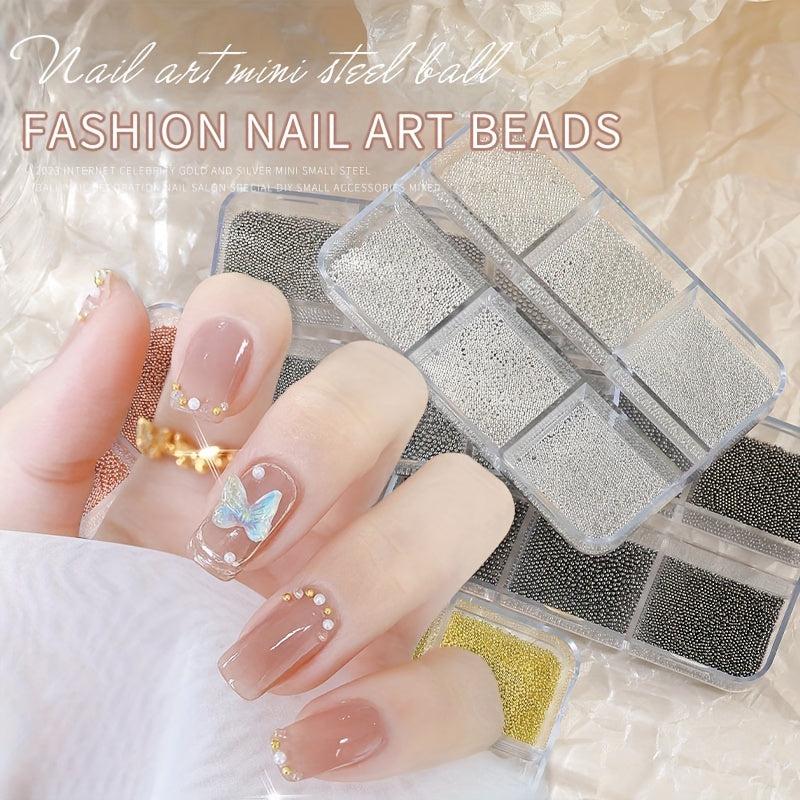 Mixed Colors Nail Caviar Beads Metallic Ball Round Gems Nail Art Decoration
