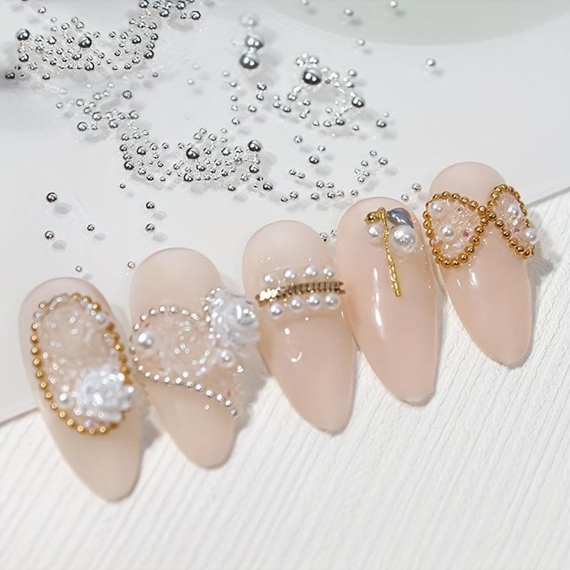 Mixed Colors Nail Caviar Beads Metallic Ball Round Gems Nail Art Decoration