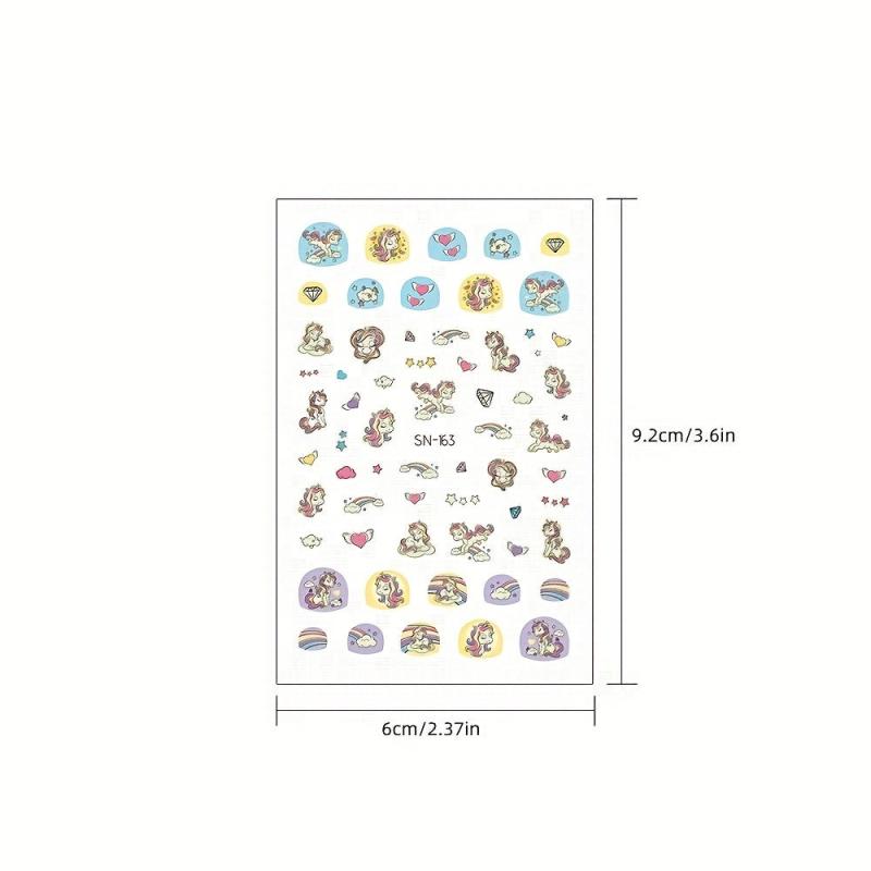 Unicorn Glow Nail Stickers for Women - Self Adhesive Art Wraps