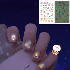 Unicorn Glow Nail Stickers for Women - Self Adhesive Art Wraps