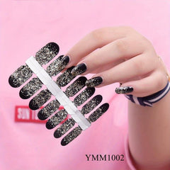 Glitter Nail Polish Stickers Self Adhesive Decal Strips Kit