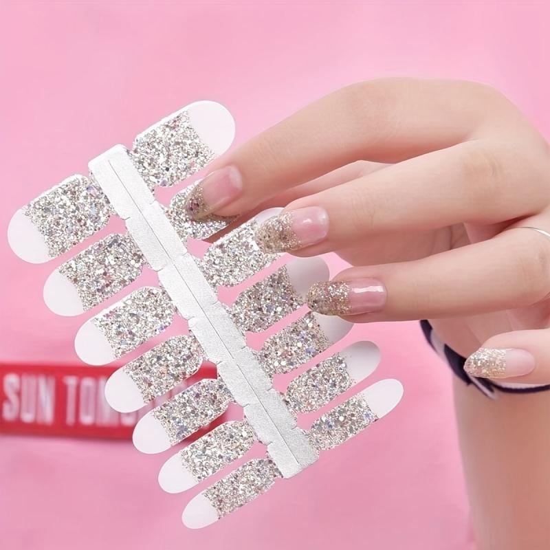 Glitter Nail Polish Stickers Self Adhesive Decal Strips Kit