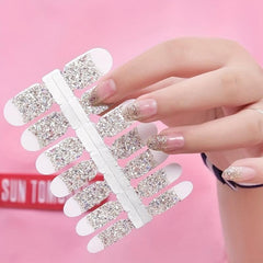 Glitter Nail Polish Stickers Self Adhesive Decal Strips Kit