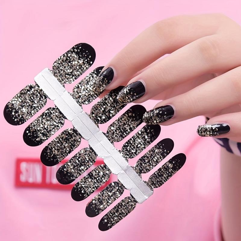 Glitter Nail Polish Stickers Self Adhesive Decal Strips Kit
