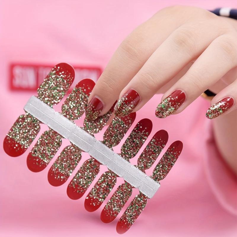 Glitter Nail Polish Stickers Self Adhesive Decal Strips Kit