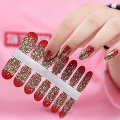 Glitter Nail Polish Stickers Self Adhesive Decal Strips Kit