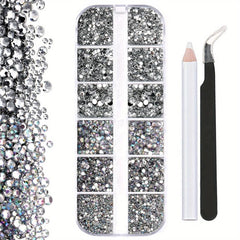 3100 Pcs Colorful Flat Back Crystal Rhinestones Nail Art Decoration Nail Gems