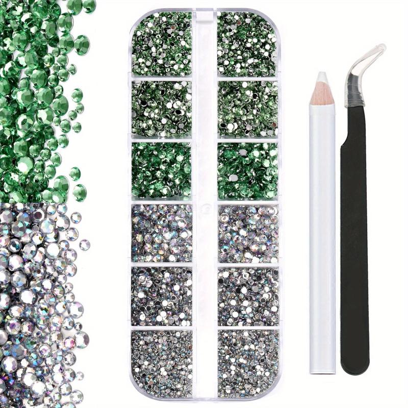 3100 Pcs Colorful Flat Back Crystal Rhinestones Nail Art Decoration Nail Gems