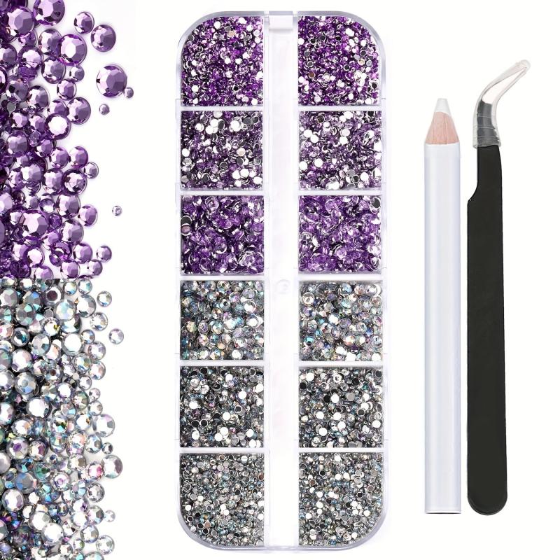 3100 Pcs Colorful Flat Back Crystal Rhinestones Nail Art Decoration Nail Gems