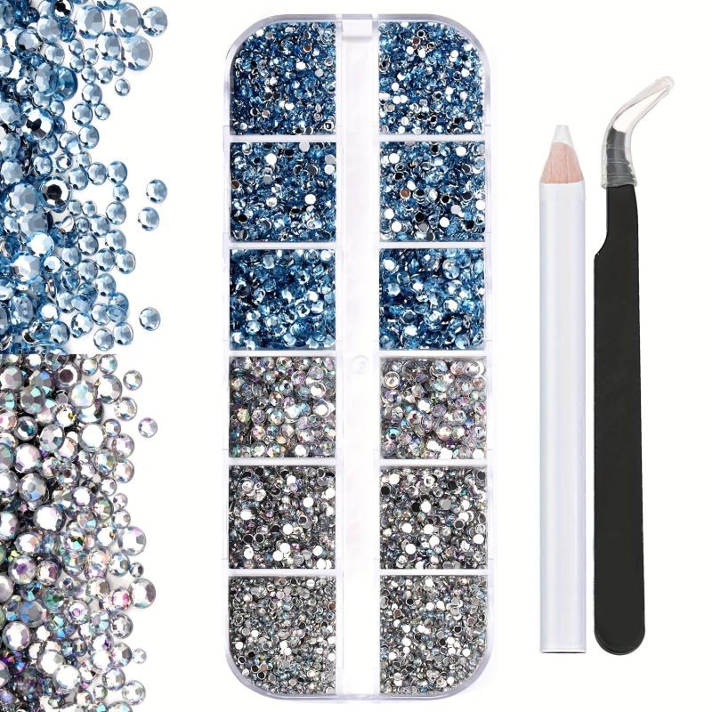 3100 Pcs Colorful Flat Back Crystal Rhinestones Nail Art Decoration Nail Gems