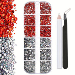 3100 Pcs Colorful Flat Back Crystal Rhinestones Nail Art Decoration Nail Gems
