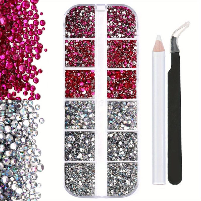 3100 Pcs Colorful Flat Back Crystal Rhinestones Nail Art Decoration Nail Gems