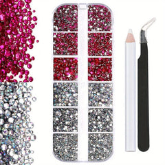 3100 Pcs Colorful Flat Back Crystal Rhinestones Nail Art Decoration Nail Gems