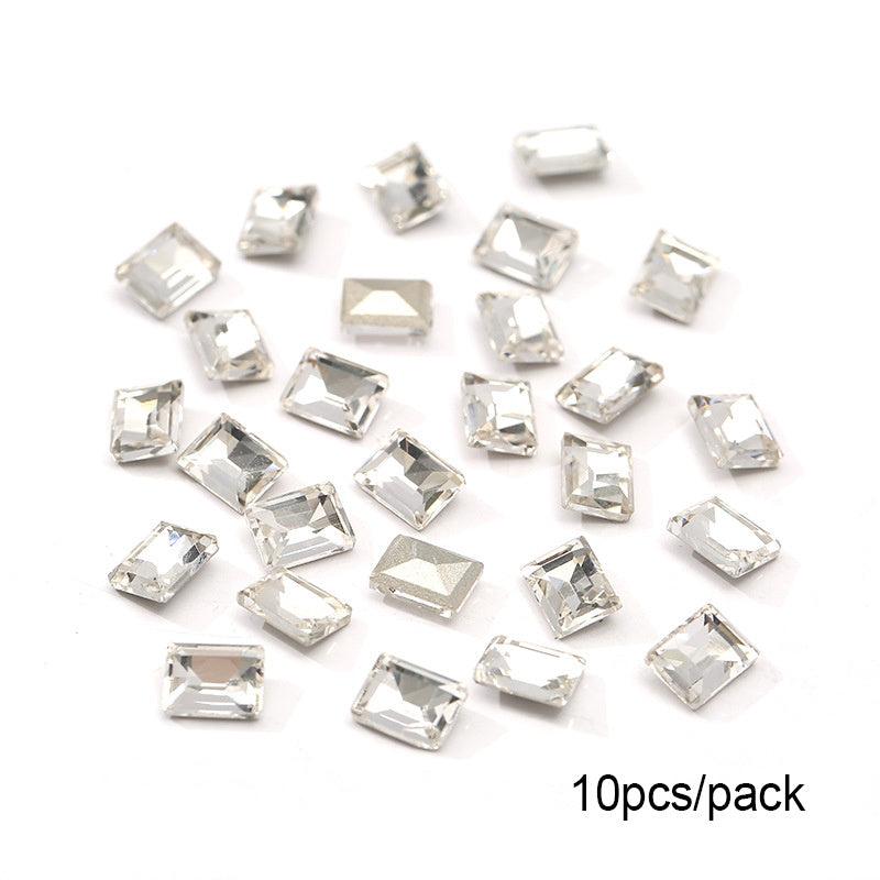 10pcs Rectangle Nail Art Rhinestones Crystal Gems for DIY or Salons