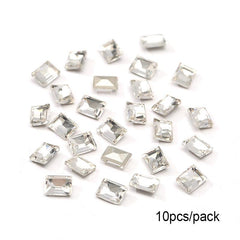 10pcs Rectangle Nail Art Rhinestones Crystal Gems for DIY or Salons
