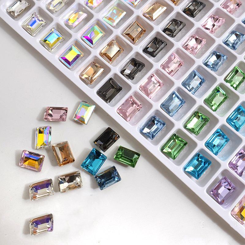 10pcs Rectangle Nail Art Rhinestones Crystal Gems for DIY or Salons