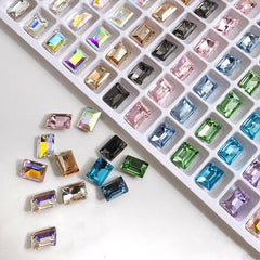 10pcs Rectangle Nail Art Rhinestones Crystal Gems for DIY or Salons