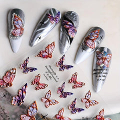 5D Embossed Nail Art Stickers - Rose Butterfly Wing Decals