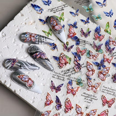 5D Embossed Nail Art Stickers - Rose Butterfly Wing Decals