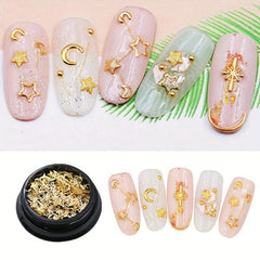 Star Moon Series Metal Rivet Nail Art Accessories