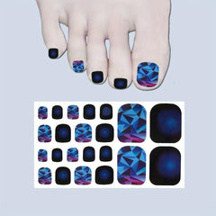 Self Adhesive Toe Nail Stickers Full Toe Nail Wraps Polish Strips DIY Manicure