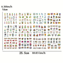 12pcs Palm Coconut Tree Nail Water Transfer Stickers Sunset Beach Manicure Decal