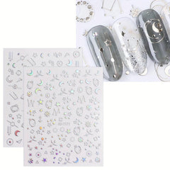 12 Sheets Glitter Holographic Nail Art Stickers Self Adhesive Decals