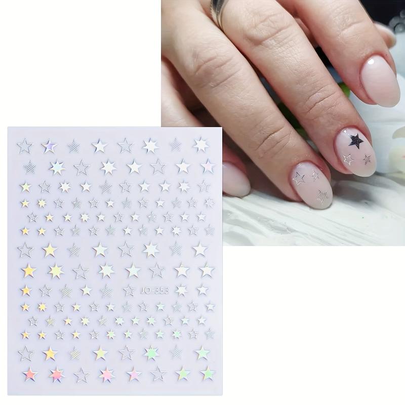 12 Sheets Glitter Holographic Nail Art Stickers Self Adhesive Decals