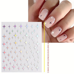 12 Sheets Glitter Holographic Nail Art Stickers Self Adhesive Decals