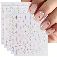12 Sheets Glitter Holographic Nail Art Stickers Self Adhesive Decals