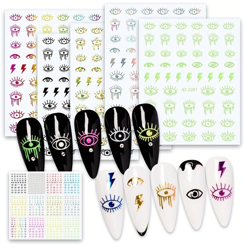 Geometry Line Nail Decals Self Adhesive 3D Nail Art Supplies