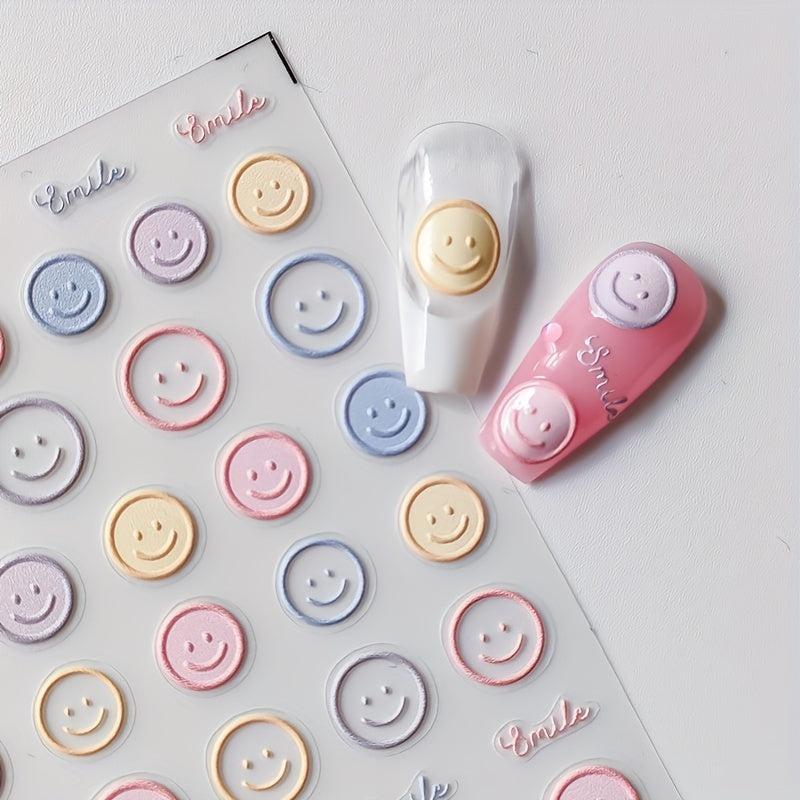 Smiling Face Nail Art Stickers - DIY or Salon Nail Art Decals
