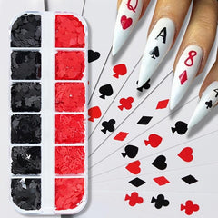 Poker Nail Art Sequins Glitter Slices Red Heart for Acrylic Nail Decoration
