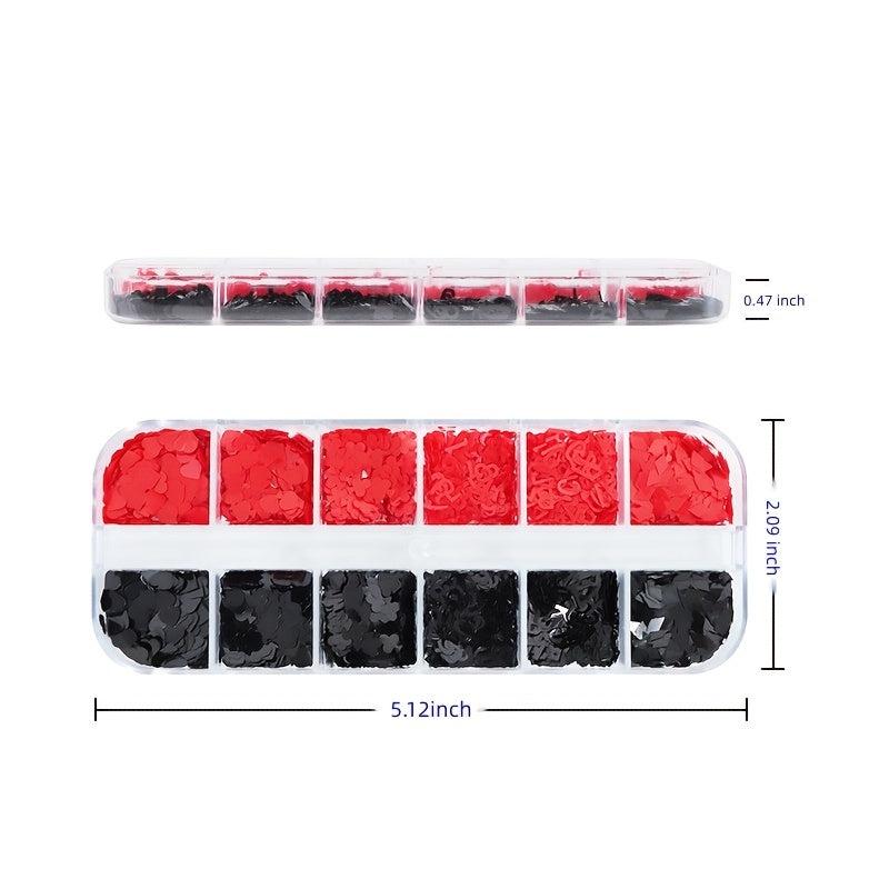 Poker Nail Art Sequins Glitter Slices Red Heart for Acrylic Nail Decoration