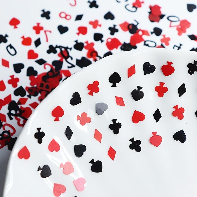 Poker Nail Art Sequins Glitter Slices Red Heart for Acrylic Nail Decoration
